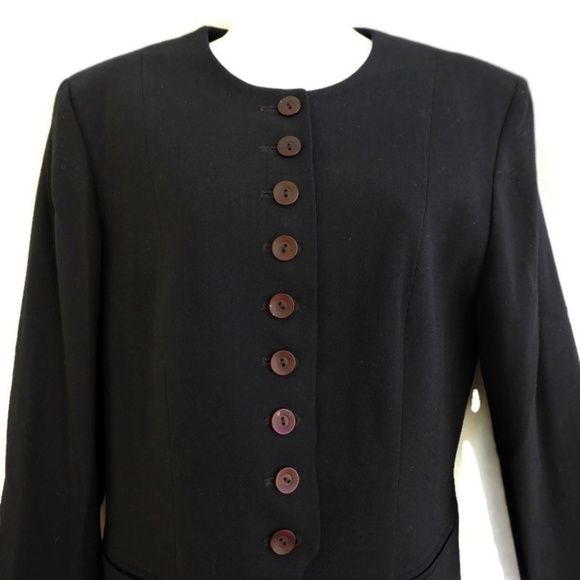 Vintage 70s Pendleton Pure Wool Long Navy Blazer Molded Shoulder Pads USA 10 - Picture 4 of 5